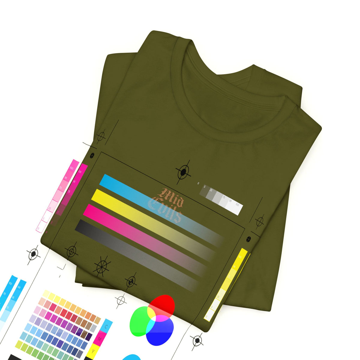 Olive Minimalist Mountain Tee — Small Chest Graphic "Adventure"